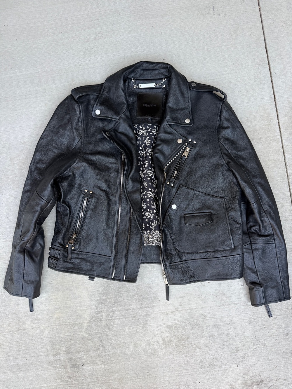 Men's Black Leather Moto Jacket Boda Skins